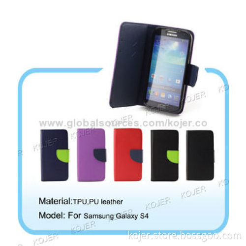 Flip Mobile Phone Cases/Covers for Samsung Galaxy S4 with PU Lining